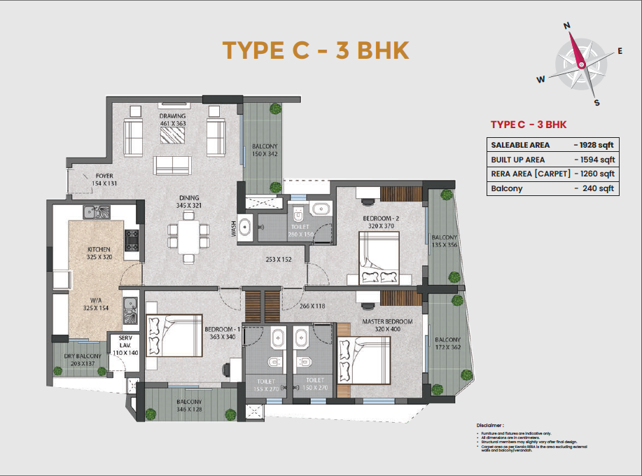 Type D - 3 BHK